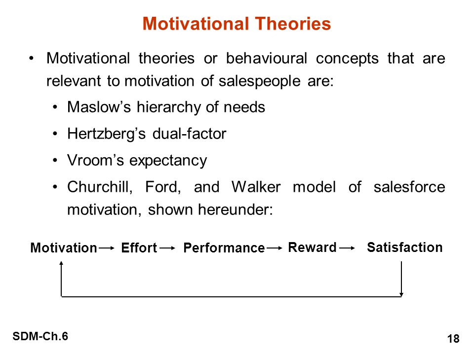 Theories and concepts of motivation